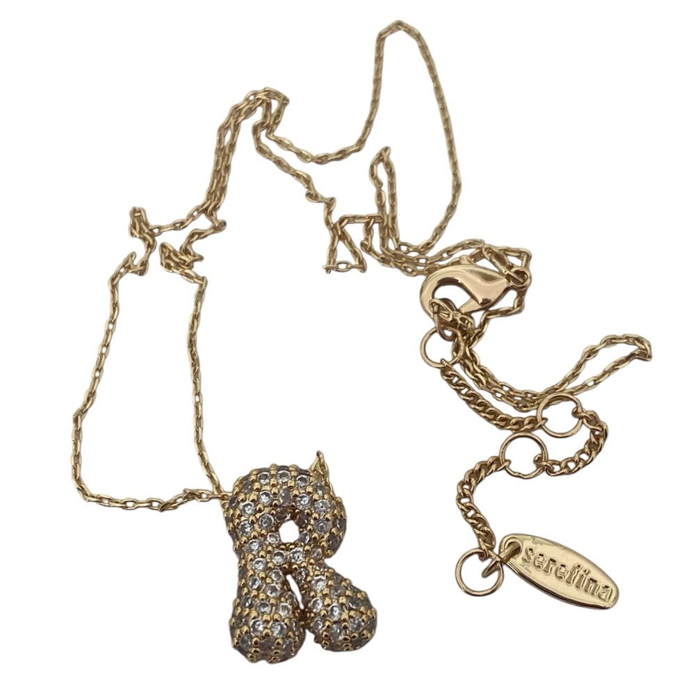 SEREFINA X ANTHROPOLOGIE “R” Pave Bubble Letter
Monogram Gold Necklace